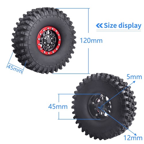 RC Crawler 1.9 Beadlock Wheels and Tires Set for 1/10 Scale Axial SCX10 TRX4 ... - Picture 2 of 7