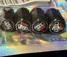 AUDI Black Metal Car Wheel Tire Valve Stem Cover Caps. Auto.