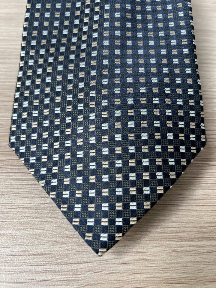 Alexander Juliian Colours Black with Silver and Gold Geometric Silk Designer Tie - Image 2 of 4
