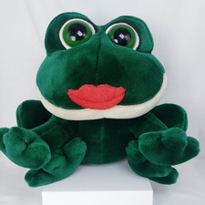 Russ Berrie Smooches Kissy Frog Plush 12" Stuffed Animal Full Red Lips
