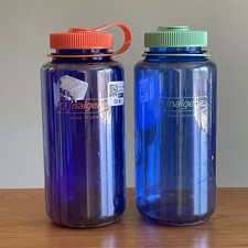 2x LOT Nalgene 32oz Wide Mouth Water Bottles Cornflower Blue and Periwinkle