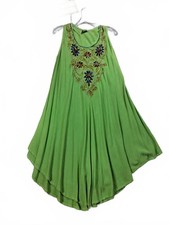 Green Sleeveless Embroidered Bohemian Dress