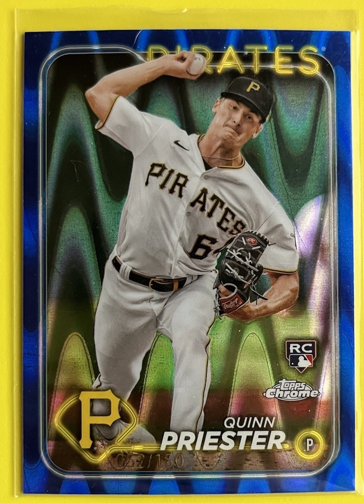 Quinn Priester - 2024 Topps Chrome #55 Blue RayWave Refractor /150 (RC) Brewers