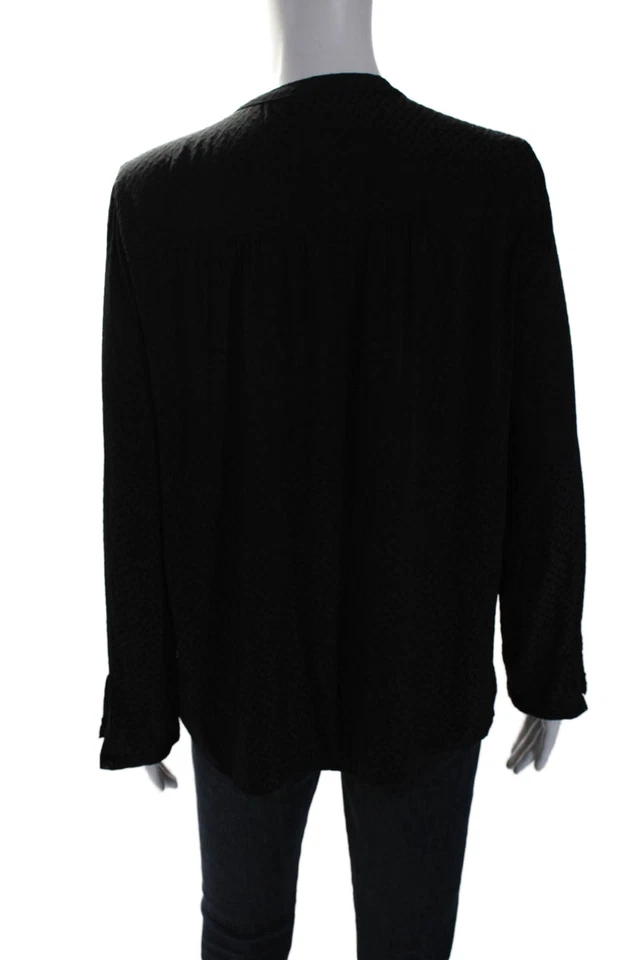 Blusa Drew Mujer Estampada Mangas Largas Cuello Llave Negra Talla Mediana Foto 3 de 4