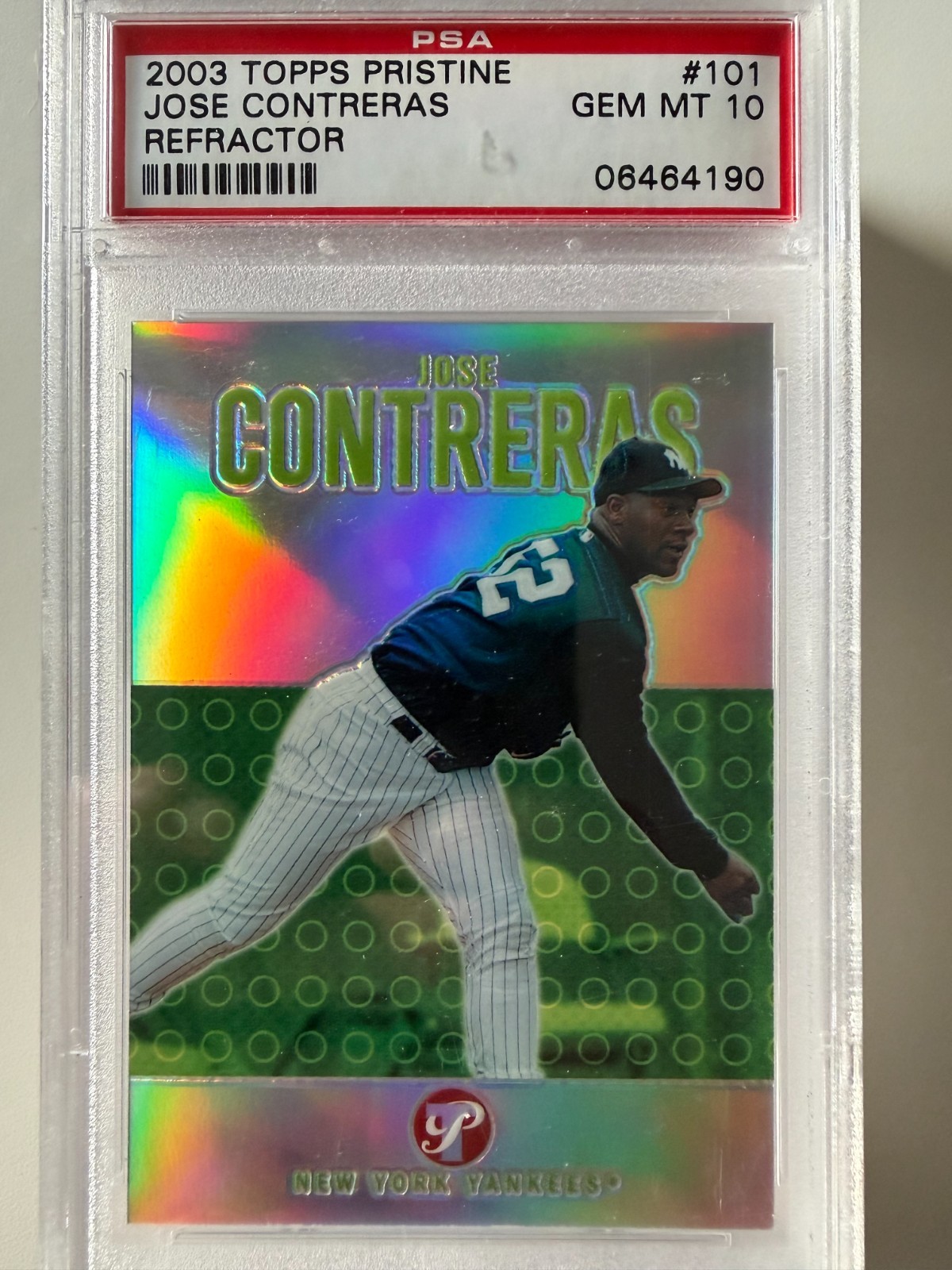 2003 TOPPS PRISTINE #101 JOSE CONTRERAS REFRACTOR PSA 10 ROOKIE CARD RC /1599