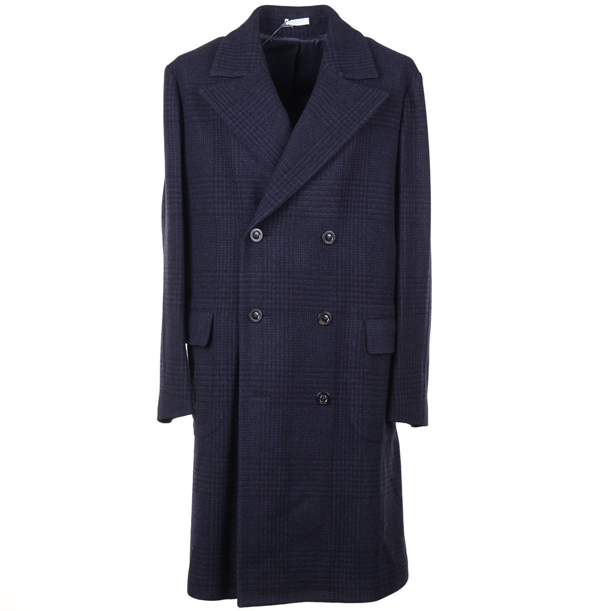 Boglioli Dark Blue Check Soft Wool-Cashmere Overcoat 44R (Eu 54) Coat NWT XL