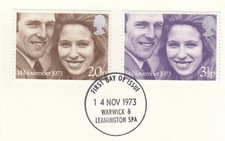 Princess Anne Wedding GB Used Warwick Leamington Spa 1973 ON PIECE (149044)