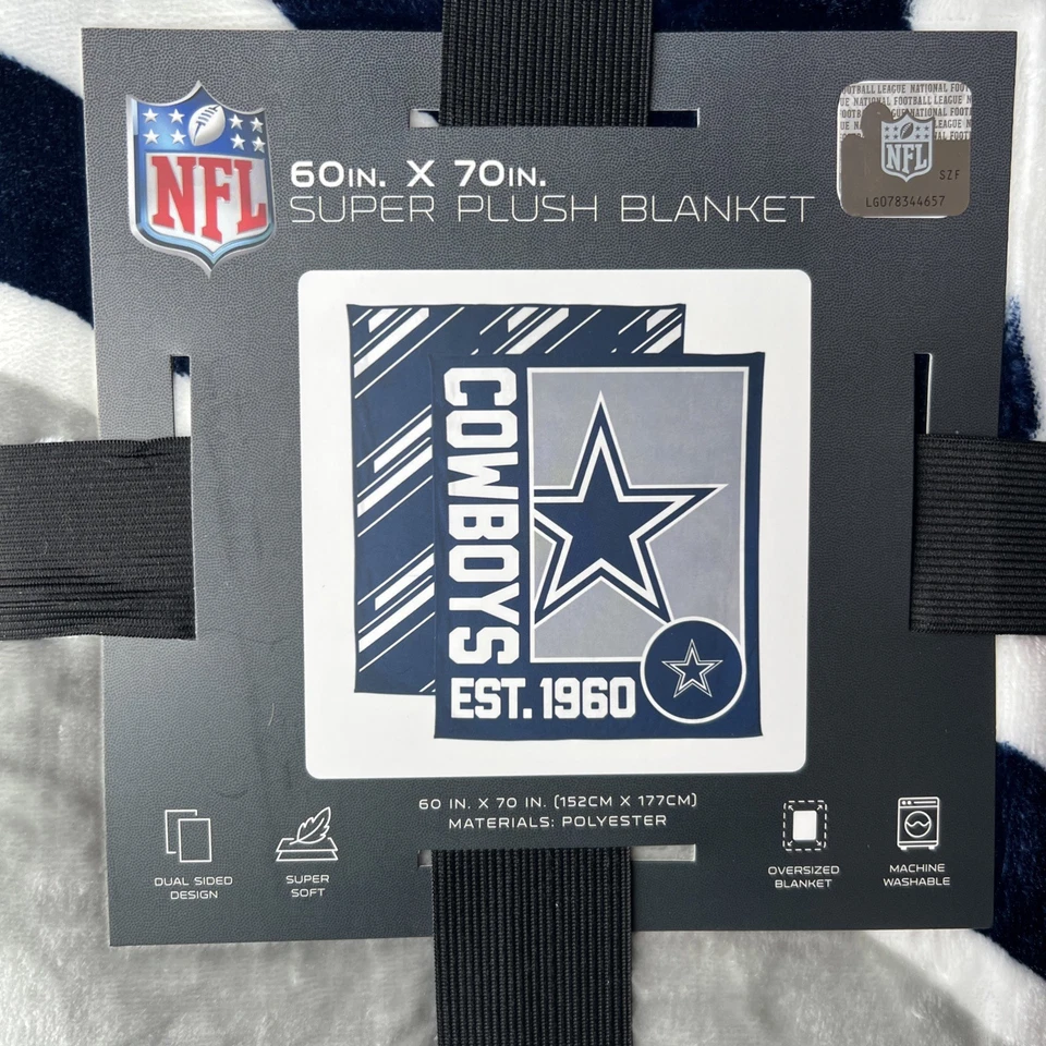 Manta súper de felpa de los vaqueros de la NFL de 60 pulgadas X 70 en paquete nuevo envío rápido Foto 2 de 4