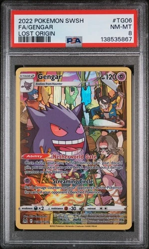 2022 POKEMON SWORD & SHIELD LOST ORIGIN #TG06 FULL ART/GENGAR PSA 8
