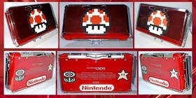 🔥🔴🔥 Nintendo 3DS FLAME RED Console Bundle Mario 3D Land + Captain Toad + Case