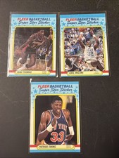 (3) Fleer 1988 Basketball HOF Stickers Patrick Ewing Karl Malone Isiah Thomas