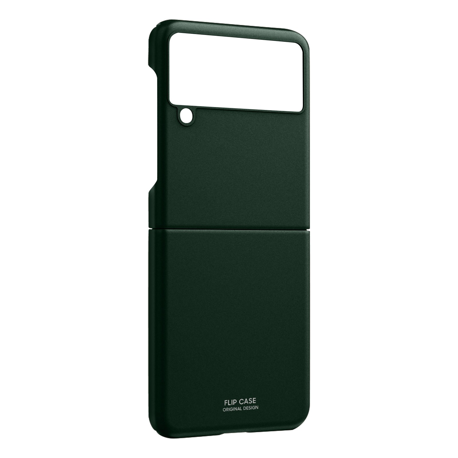 Coque rigide Galaxy Z Flip 3 vert foncé anti-choc avec anneau de maintien premium