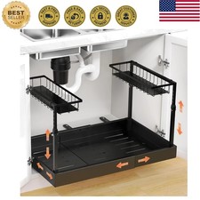 Under Sink Organizer with Expandable Design - Heavy-Duty 2-Tier Storage Solution