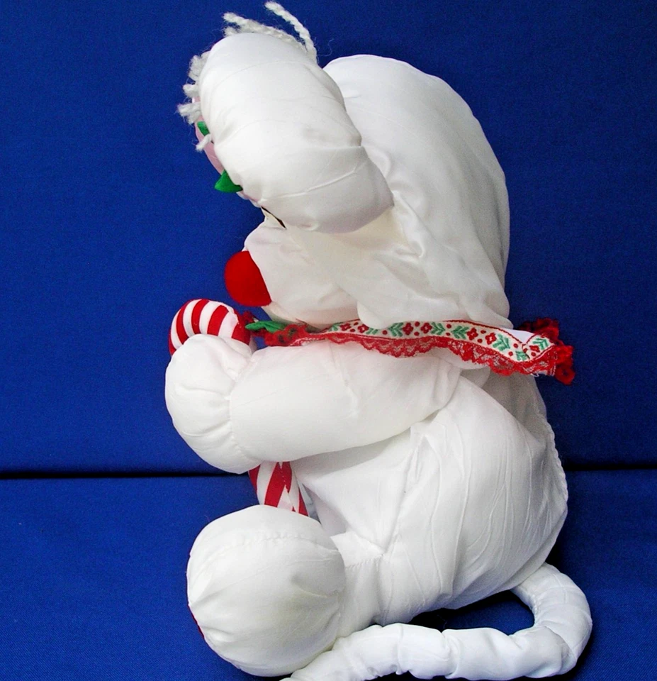 Fisher-Price Puffalump Navidad Ratón Blanco Peluche Juguete De Colección Nylon Foto 3 de 4