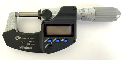 0-1'' DIGIT FLAT FACE MICROMETER COOLANT PROOF CARB FACE .00005''  293-335-32