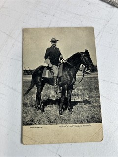 Ca 1898 Postal Teddy Roosevelt Span Am Guerra Áspero Jinete Uniforme a Caballo.