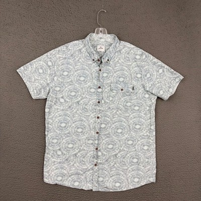 RIP CURL Shirt Mens XL Multicolor Geometric Cotton Button Up Hawaiian Surf Beach