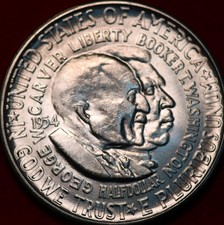 Uncirculated 1954-S San Francisco Mint Washington-Carver Silver Comm Half