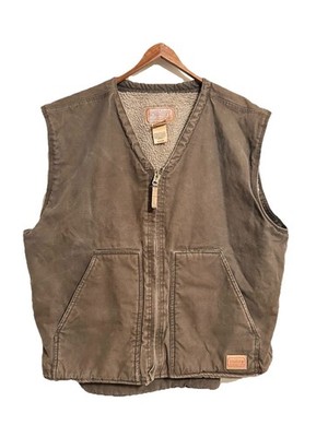 C.E. Schmidt Workwear Sherpa Lined Canvas Work Vest Brown 2XLR Zip Front USA