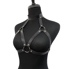 PU Leather Chest Harness Corset Bra Cage Suspenders Goth Top  Lingerie for Women