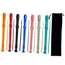 7 Pack German Style 8 Hole-3 Piece Descant Soprano Recorders with Cleaning