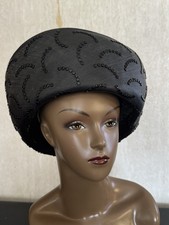 Vintage Jack McConnell New York Black Beaded Wide Brim Hat