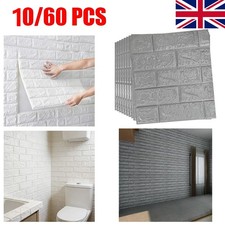 60X 3D Tile Brick Marble Wall Sticker Self-adhesive Waterproof Foam Panels UK
