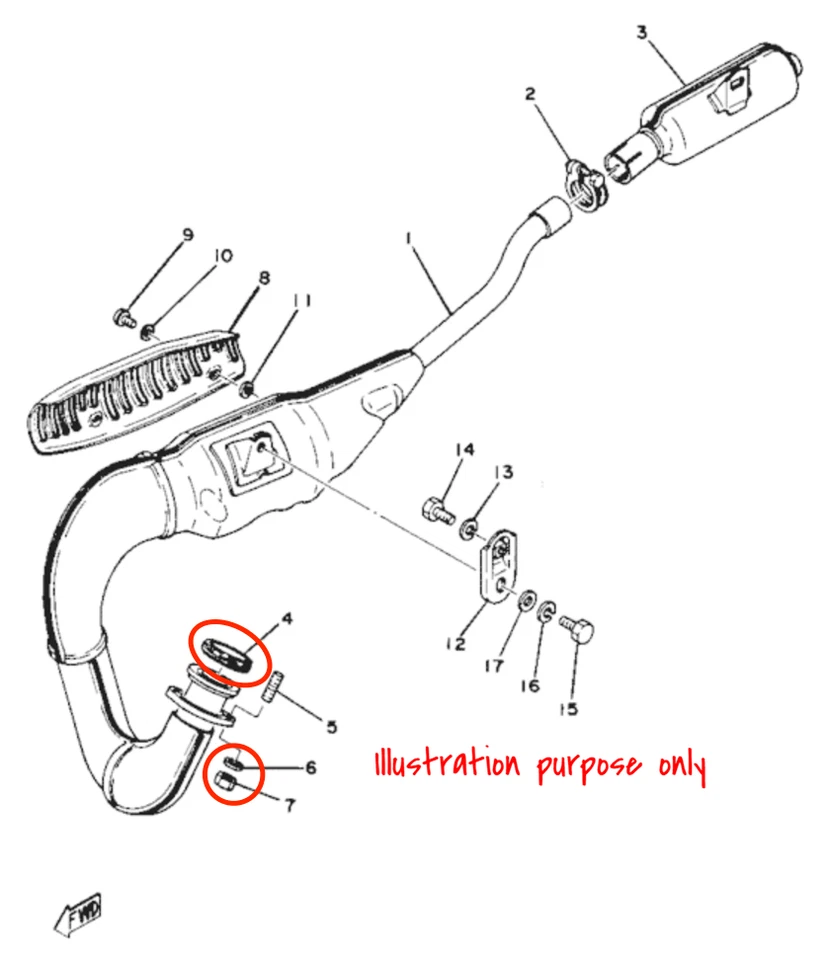 Juego de reparación de juntas de colector de escape Yamaha YZ80 1978-1982 # DT100 1974-1980 Foto 2 de 2