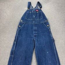 Dickies Dungarees Adult 34x30 Blue Overalls Denim Bib Work Wear Carpenter Mens