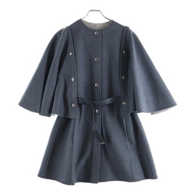 Louis VUITTON 24aw Double Face Cape Wrap Coat Womens Gray RW242WW QWE Used 68802