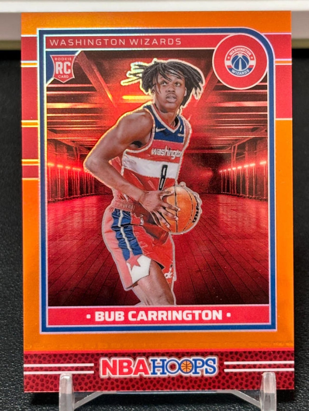 Bub Carrington 2024-25 Panini NBA Hoops Premium Orange Prizm 081/199 RC #244