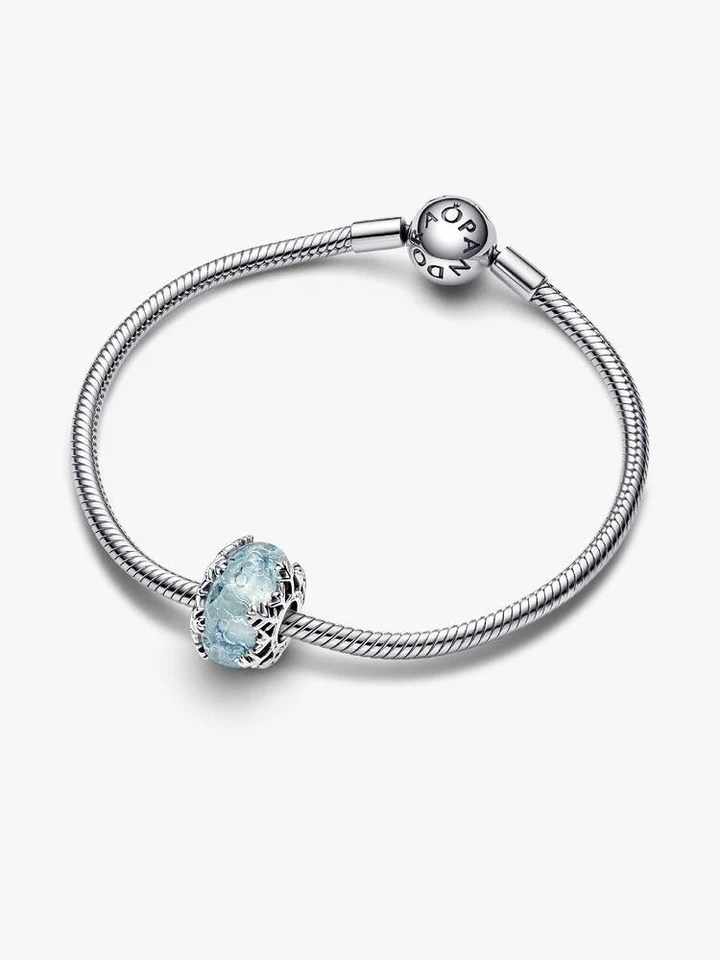 PANDORA Charm Anhänger Bead Schneeflocke Murano Glas Sterlingsilber 792377C00 - Bild 3 von 4