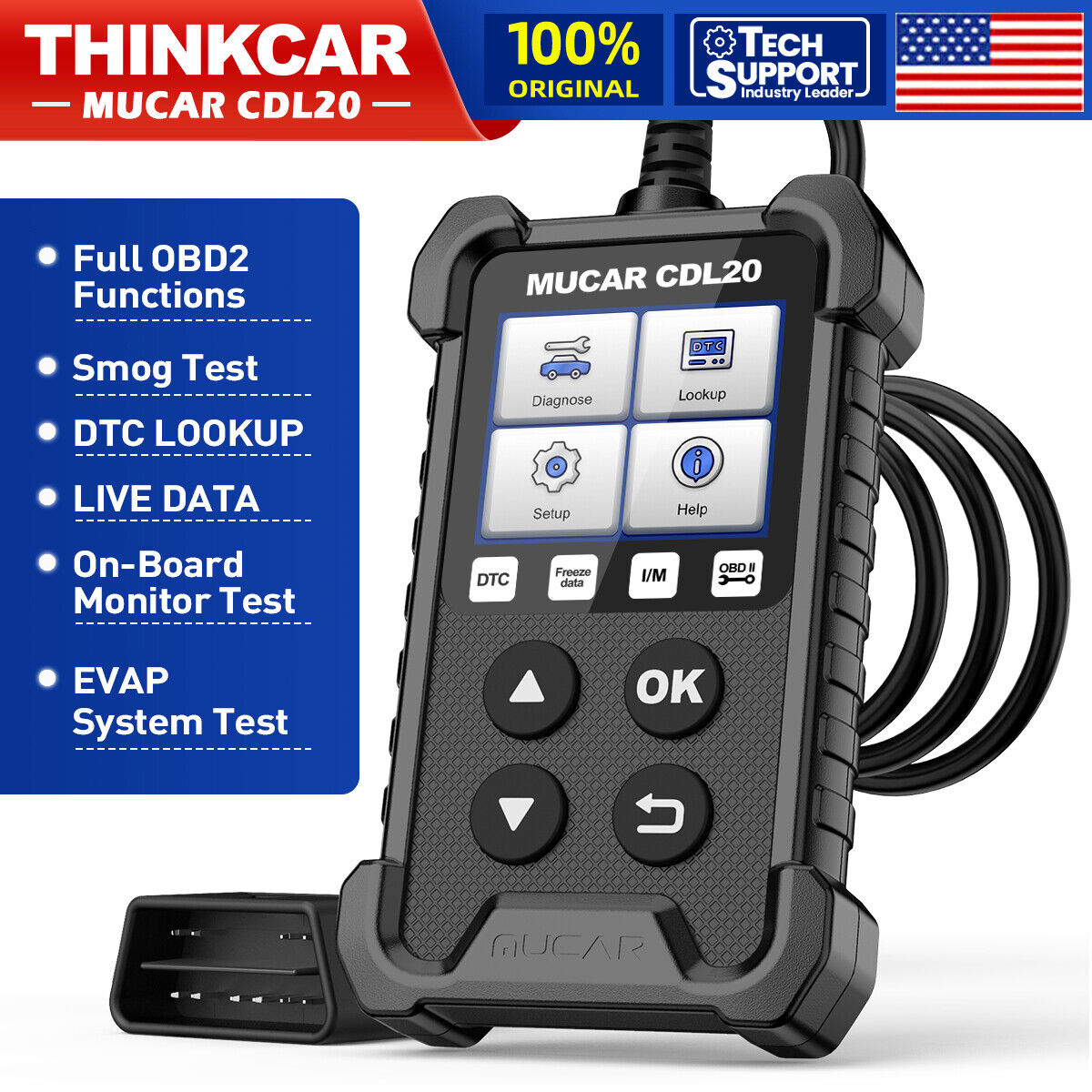 MUCAR CDL20 OBD2 Car Diagnostic Tools OBD 2 Code Reader Scanner For Engine  Diagnosis 10 OBD2 Free Auto DTC Lookup 8 Languages