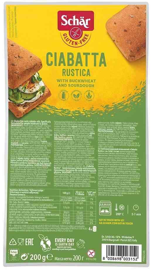 Ciabatta Rustica - Panecillos Multigrano. Gfree 200 G