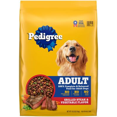 Pedigree Complete Nutrition Adult Dry Dog Food, Grilled Steak & Vegetable Fla...