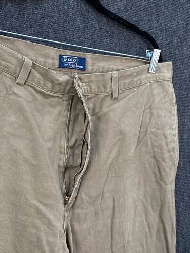 Polo Ralph Lauren Mens W38 L32 Chino Pants Light Brown Twill Zip Fly VTG - Picture 9 of 19