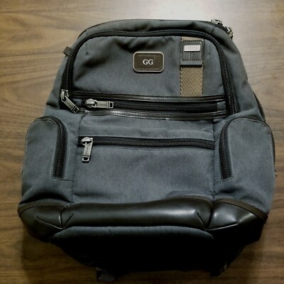Tumi Alpha Bravo Parrish Backpack Gray Laptop Bag Leather Trim 17x14x7 EUC