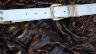GIANNI VERSACE Italy 革 ベルト メデューサ vintage Authentic Gianni Versace Italy Medusa Leather White Belt 28