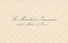 La Marchesa Zaccaria Melzi d’Eril biglietto da visita