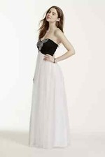 Blondie Nites Junior Women's White Rhinestone Applique Gown Dress Size 9