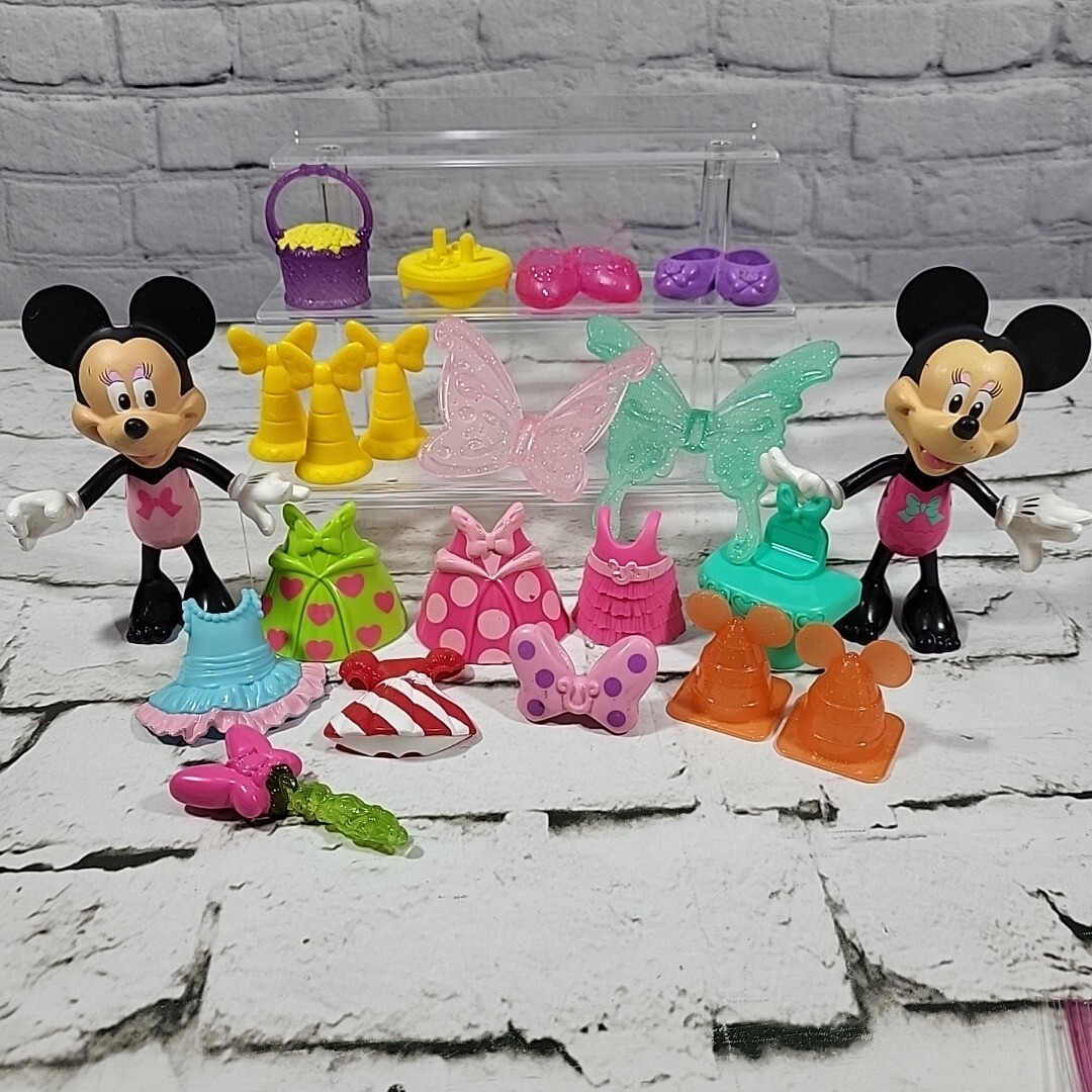 Disney Junior Minnie Mouse Snap N Pose Fashion Dolls Lot Of 2 With