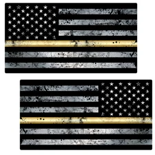 Thin GOLD Line Flag GRUNGE Sticker - Dispatch USA Vinyl Decal Police FS2008