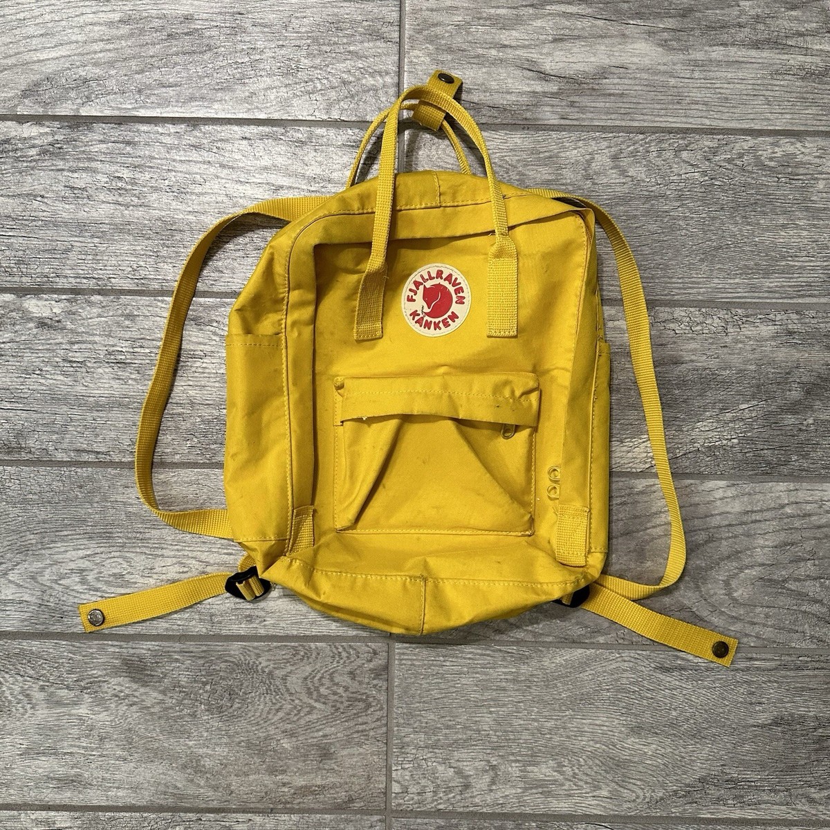 Fjallraven Kanken Distressed Backpack Yellow Bag Fjällräven Purse