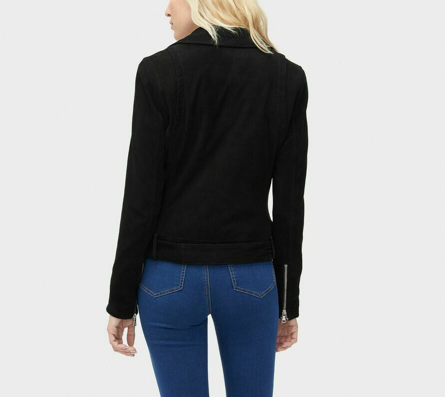 UGG BLACK LAMB SUEDE MOTO BIKER JACKET SIZE L RETAIL £495 BNWT image 6