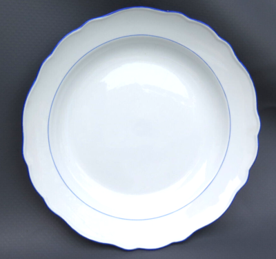 Meissen Porzellan großer Teller / Schale blau Rand ca. 1920, 2 Schleifst 31 cm Ø