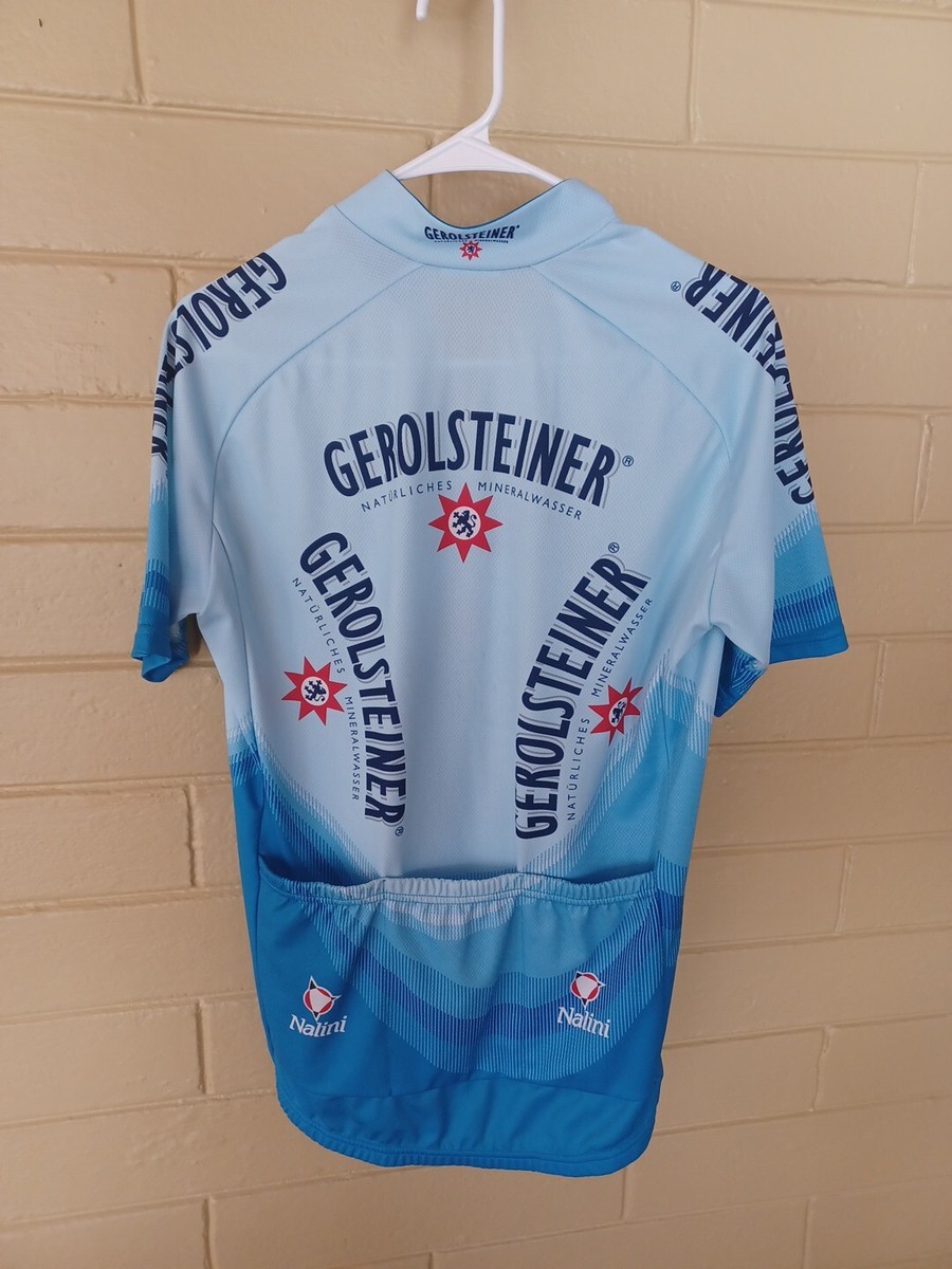 Maillot Cyclisme Nalini Gerolsteiner - Taille 4 - Bleu - 1/4 Zip - Fabriqué Italie - Occasion