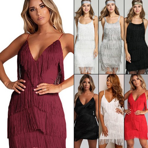 Women Sequin Tassel Fringe Dress 
