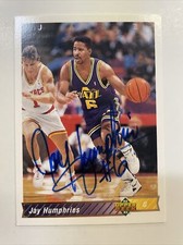 1992-93 Upper Deck Jay Humphries Autographed Card #340 Utah Jazz A-387