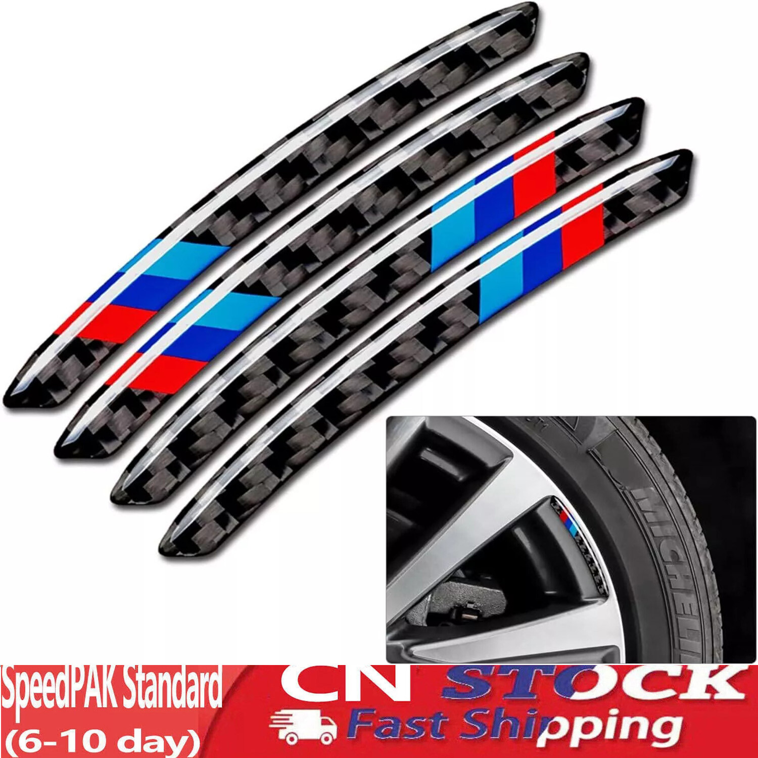 4PCS Universal Car Wheel Center Emblems Sticker Cover Carbon Fiber C