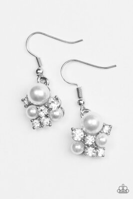 The Next Best Thing White Dangle Paparazzi Earring